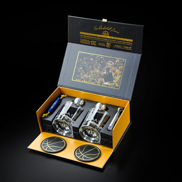 NobleSip Whiskey Glasses Set Basketball Design. Premium Bar Kit: 2 Glasses, 2 Stainless Steel Chilling Balls, 2 Coasters. Perfect for Whisky, Bourbon, Scotch, Old Fashioned lovers Premium Bar Gift