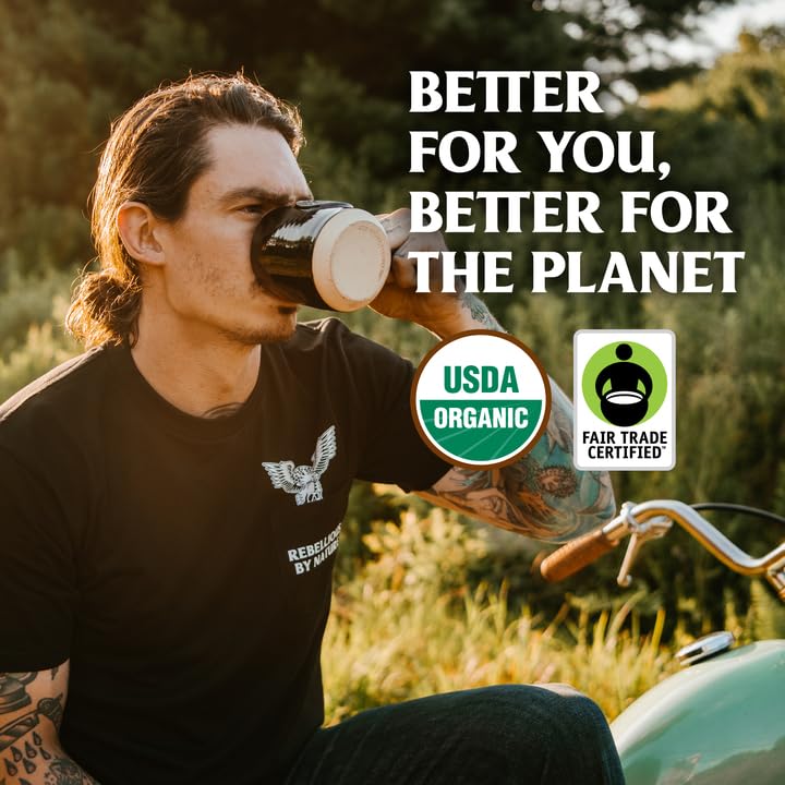 Death Wish Coffee Dark Roast Whole Bean Coffee Extra Bold Organic High Caffeine 16oz