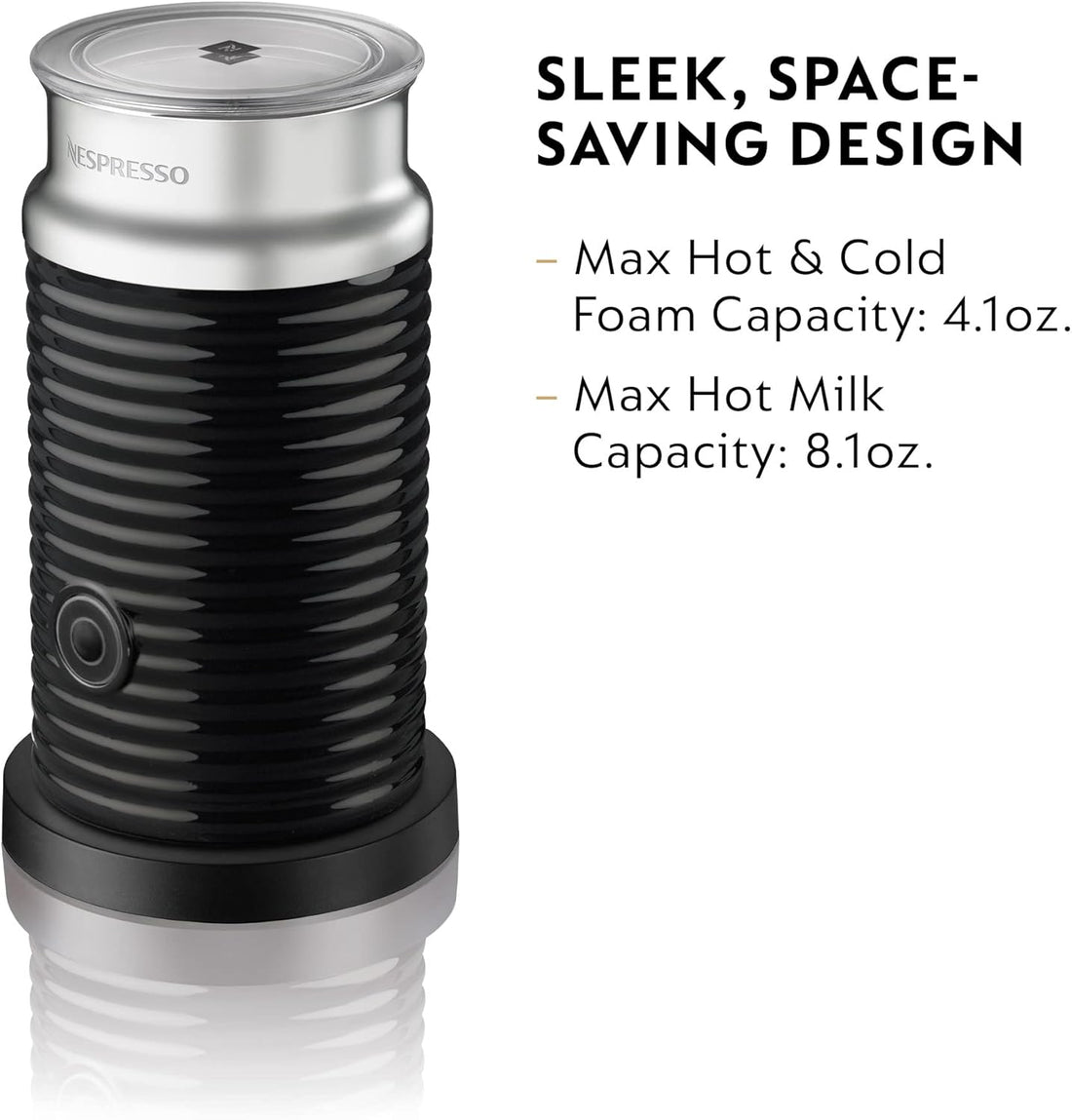 Nespresso Aeroccino 3 Milk Frother, Black, Steel
