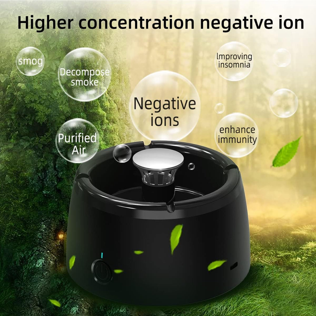 Multifunctional Smokeless Ashtray,USB Rechargeable HEPA Filter Ashtray for Home Office Car Indoor Outdoor(Black/Black)