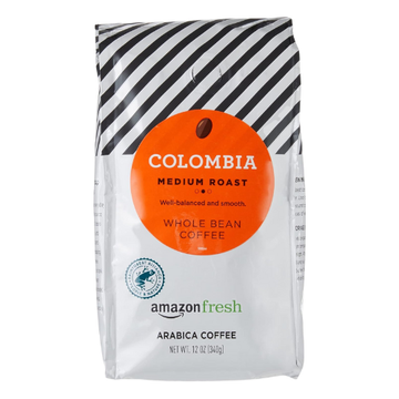 Amazon Fresh Colombia Medium Roast Whole Bean Arabica Coffee 12oz