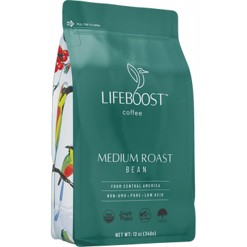 LifeBoost Coffee Medium Roast Whole Bean Coffee Beans 12oz
